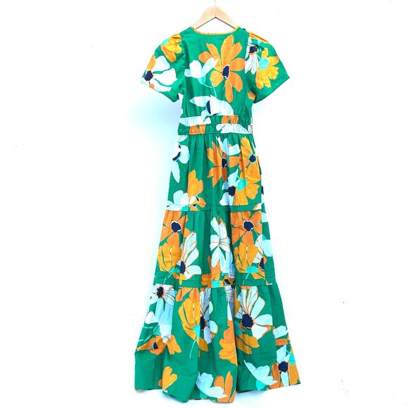 Anthropologie The Somerset Maxi Dress Cotton Pockets Long Green Floral XXS - Picture 4 of 10